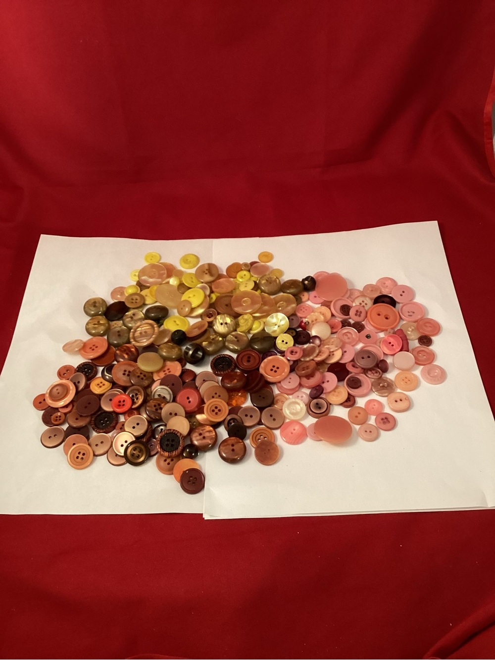 279 grams of Pink, orange and yellow Craft Buttons Mix